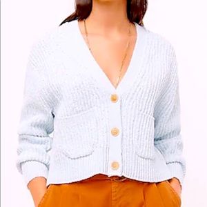 NWT J Crew beach cardigan sweater. Pale/ powder blue. Size large.